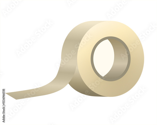 Yellow scotch adhesive tape. Realistic scotch tape roll. Realistic mockup template of sticky tape roll. Vector illustration isolated on white background