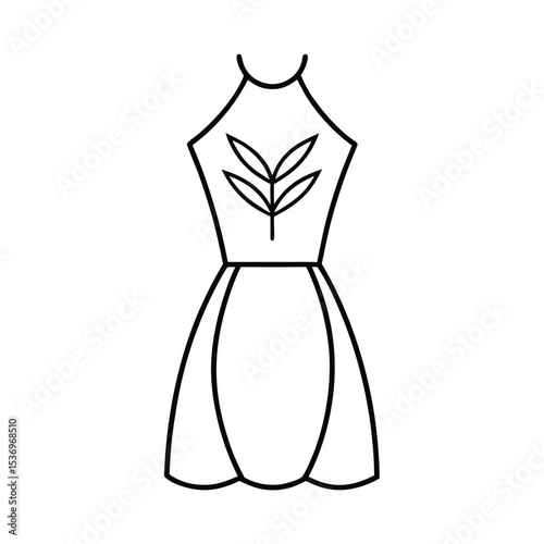 Elegant leaf patterned dress design high resolution fashion illustration for textile printing