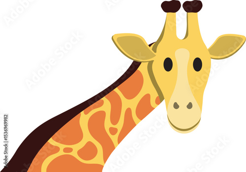 Giraffe Cartoon Illustration, Neck and Head of a Giraffe