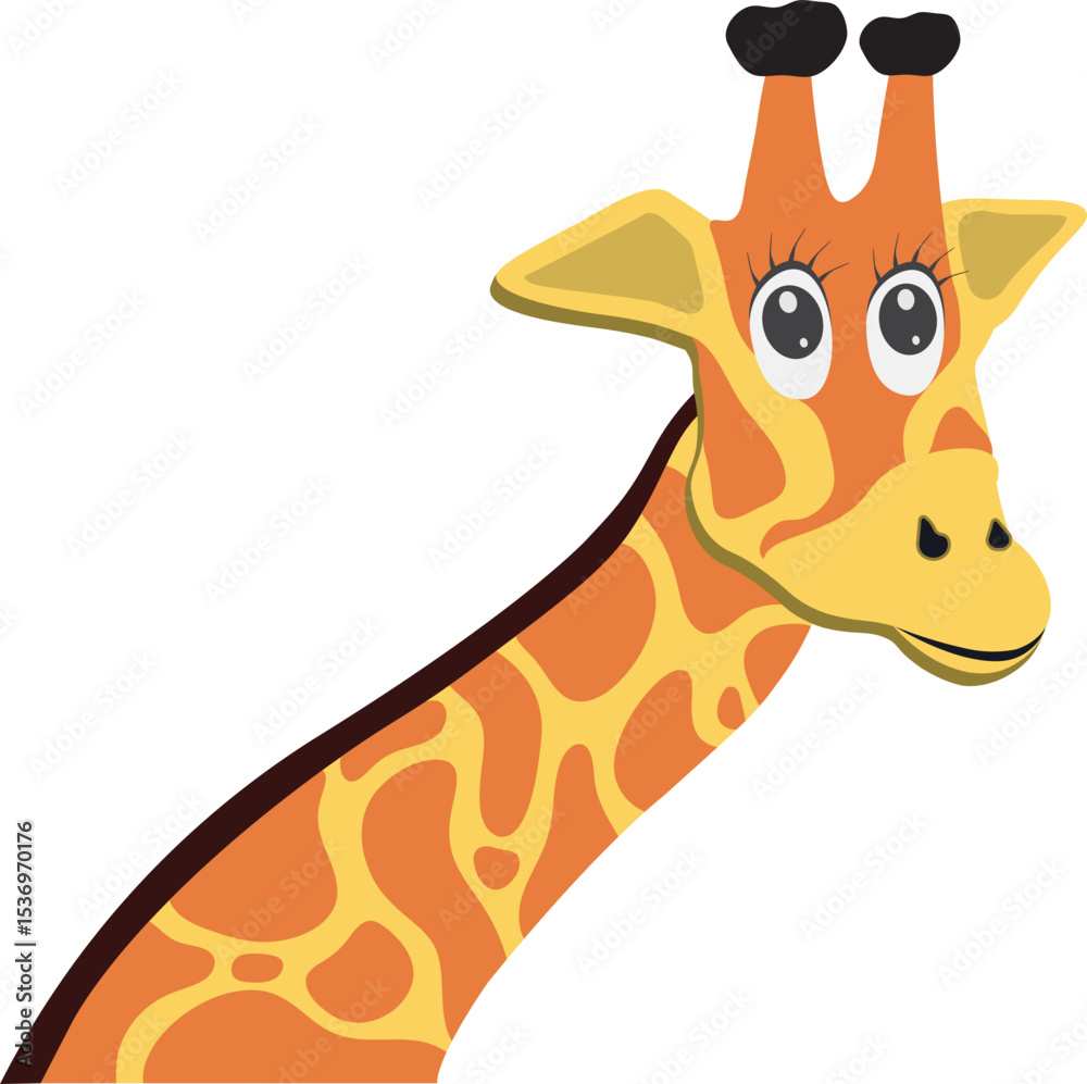 Obraz premium Giraffe Cartoon Illustration, Neck and Head of a Giraffe