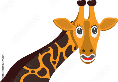 Giraffe Cartoon Illustration, Neck and Head of a Giraffe