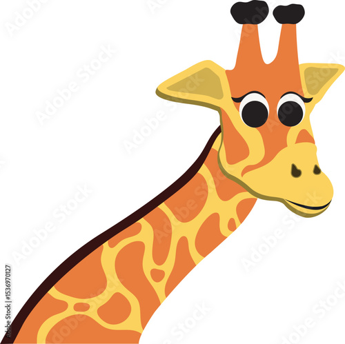 Giraffe Cartoon Illustration, Neck and Head of a Giraffe