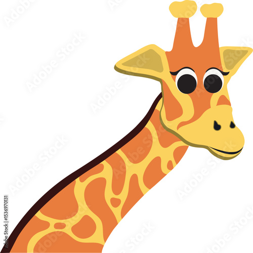 Giraffe Cartoon Illustration, Neck and Head of a Giraffe