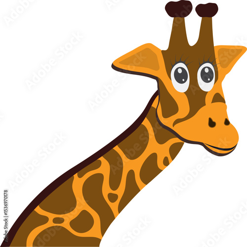 Giraffe Cartoon Illustration, Neck and Head of a Giraffe