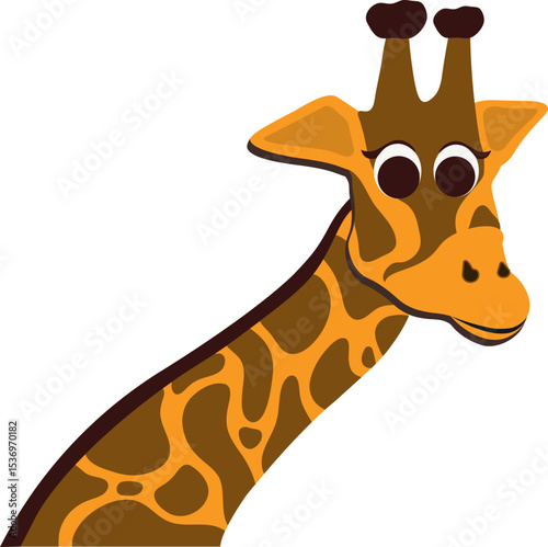 Giraffe Cartoon Illustration, Neck and Head of a Giraffe