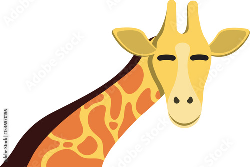 Giraffe Cartoon Illustration, Neck and Head of a Giraffe