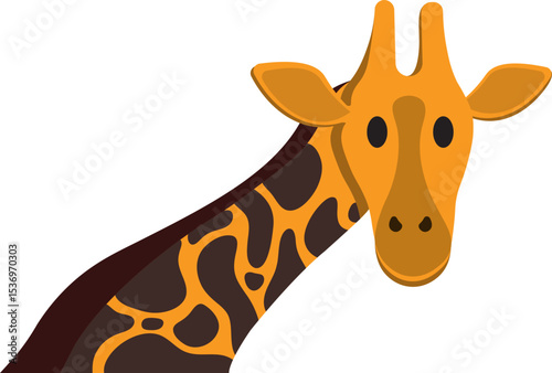 Giraffe Cartoon Illustration, Neck and Head of a Giraffe