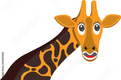 Giraffe Cartoon Illustration, Neck and Head of a Giraffe