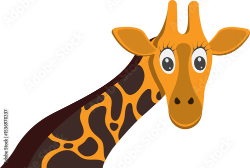 Giraffe Cartoon Illustration, Neck and Head of a Giraffe