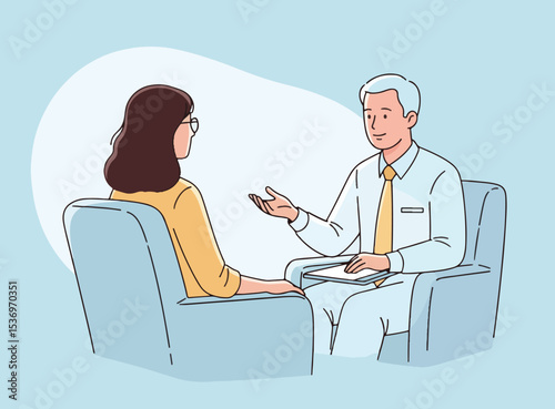 Counseling Session with Female Patient and Male Therapist