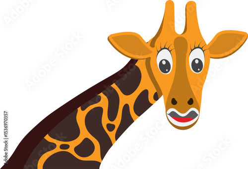 Giraffe Cartoon Illustration, Neck and Head of a Giraffe