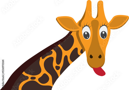 Giraffe Cartoon Illustration, Neck and Head of a Giraffe