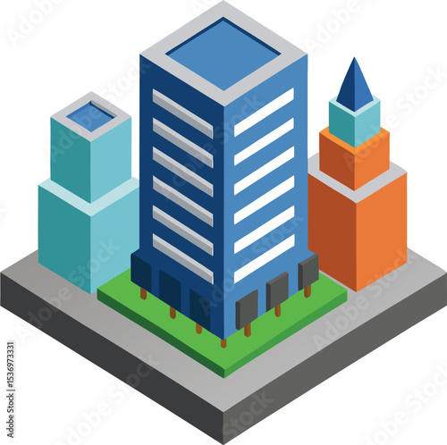 isometric city buildings