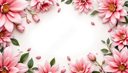Elegant pink flowers on a pristine white background, stunning floral display pink