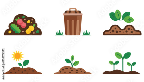 A vibrant illustration depicting gardening tools amidst lush green plants, flowers, and leaves, symbolizing nature's growth and life