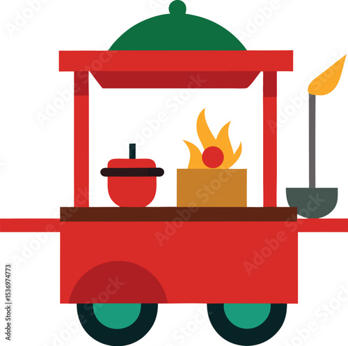 vector illustration of a fire burning stove