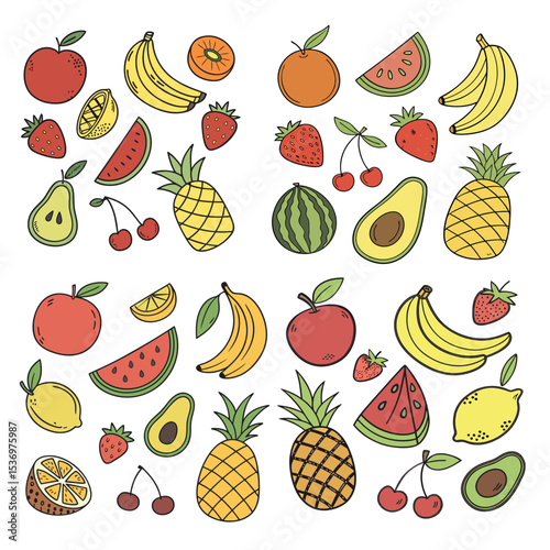 Vibrant Fruit Illustration A Delightful Collection of Hand-Drawn Fruits