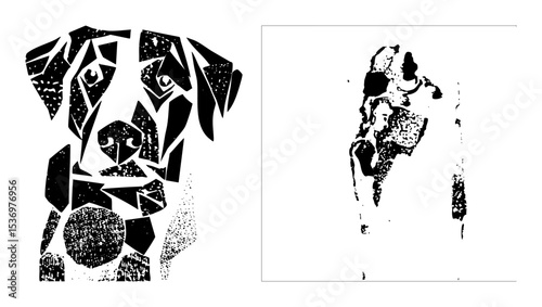 Vector Geometric canine portraits showcase modern animal .