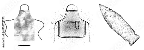 Vector Protective wear illustrations featuring an apron chef hat and bandana.