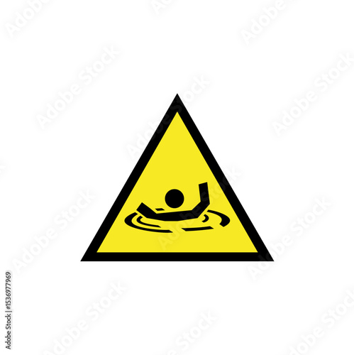 Warning icon for areas prone to drowning, suitable for warning designs in certain places