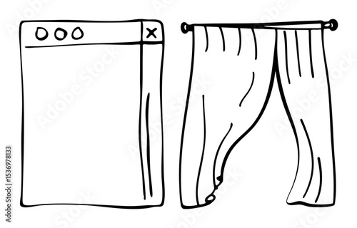 Vector Window interface and draped fabric .