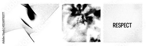 Vector Respectful portrait with halftone face and profile .