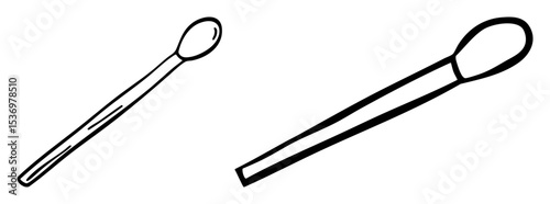 Vector Two minimalist spoon illustrations depict utensil designs.