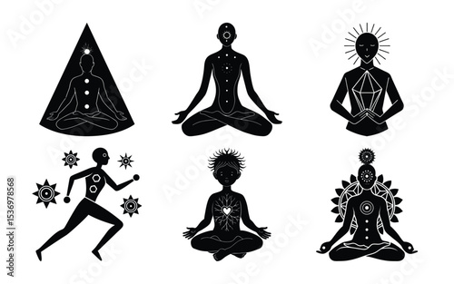 Spiritual Wellness Yoga, Meditation, and Energy Healing Illustrations