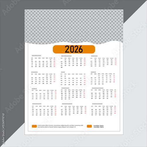Modern and stylish wall calendar design 2026
