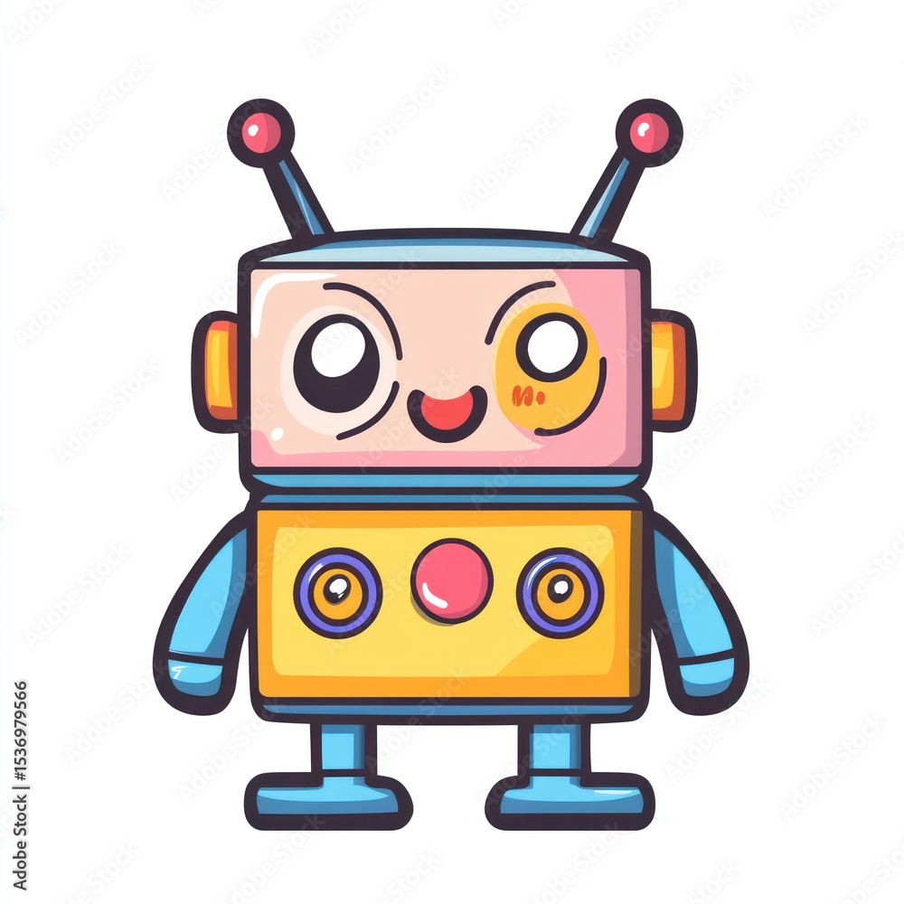 Cute cartoon robot with a whimsical expression Cute cartoon robot with a whimsical expression