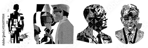 Vector Abstract portraits of influential figures rendered in dynamic art.