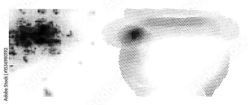 Vector Abstract portrait of a face composed of halftone dots.