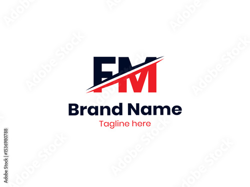 Vector FM logo design is divided by a line. FM Letter Logo Design. Initial letters MF logo icon. Letter MF logotype logo design template.