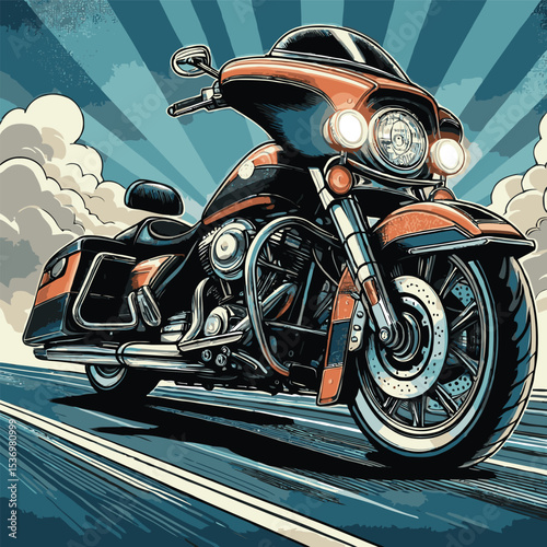 comic book style motorcycle illustration