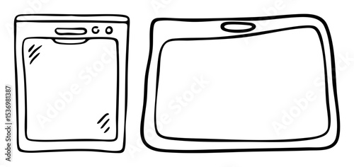 Vector Digital devices a smartphone and a tablet outlined in a doodle style.