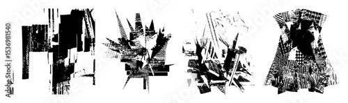 Vector Abstract geometric structures showcase dynamic fragmented compositions.