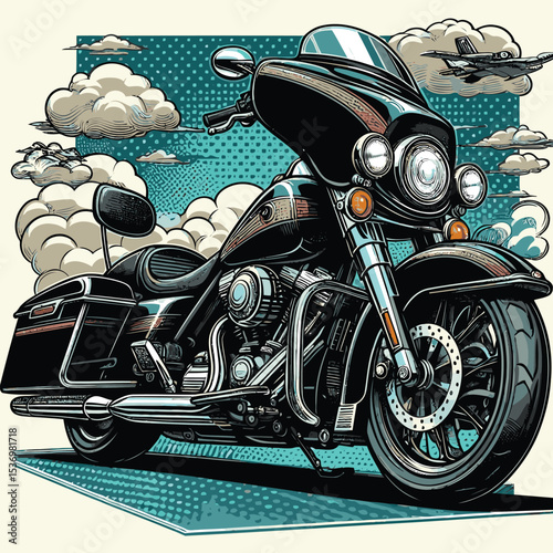 comic book style motorcycle illustration