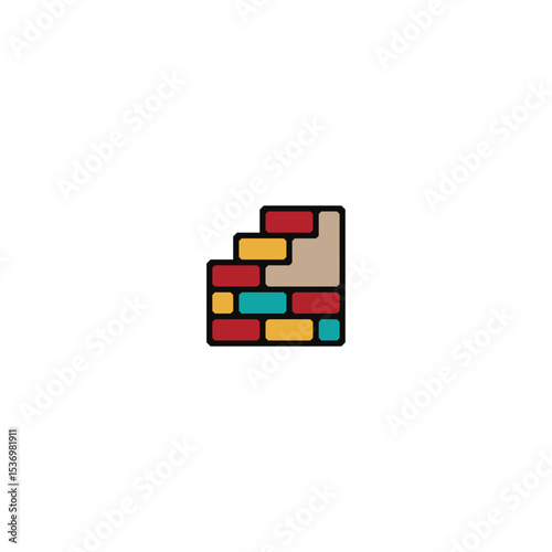 Brickwork steps abstract logo.