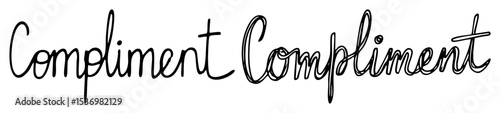 Vector Hand-drawn Compliment typography features elegant looping script lettering.