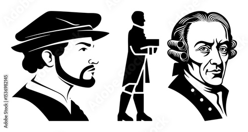 Vector Historical Figures Portraits in Black and White Vector Style
