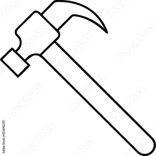 Simple line drawing of a claw hammer tool