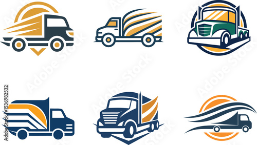 Six Unique Truck Logo Designs Perfect for Delivery Branding Speed and Transportation Business