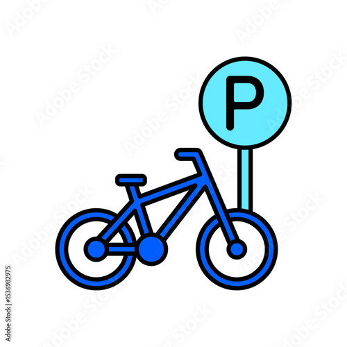 Icon a bike parking, isolated against a clean background.