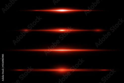 Neon rays, horizontal light lines. Vector. EPS 10.
