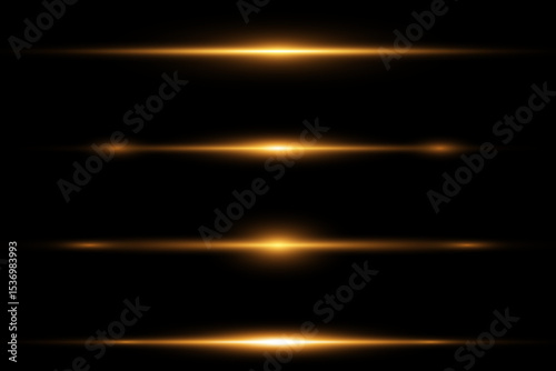 Neon rays, horizontal light lines. Vector. EPS 10.