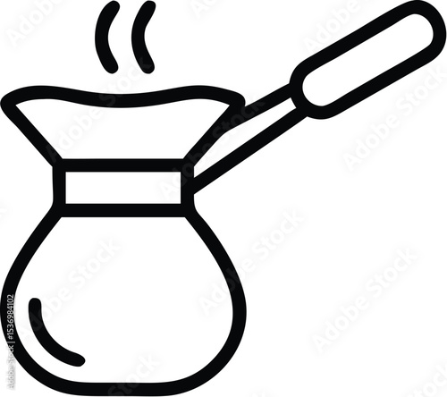 Traditional turkish coffee pot brewing icon