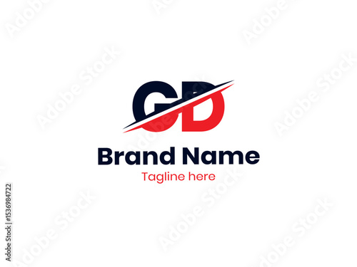 Vector GD logo design is divided by a line. GD logo template with red and black colors. DG logo, DG letter