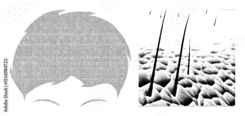 Vector Stylized head and hair strands