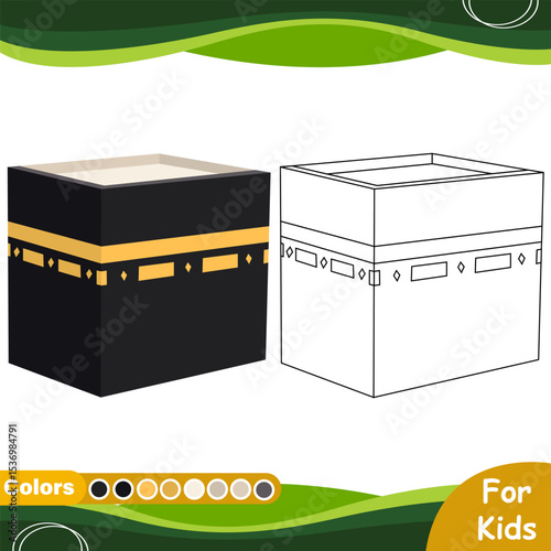 Coloring book for kids, Kaaba cartoon