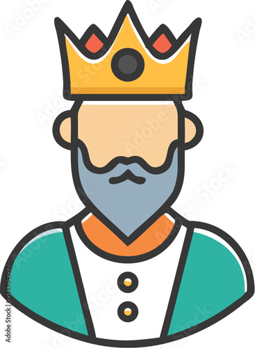 Cartoon king icon royal majesty figure avatar